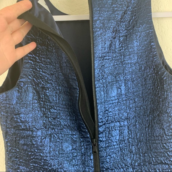 Milly | Blue Jacquard Lined Back Zip Sleeveless Mini Dress 6 - Picture 8 of 9